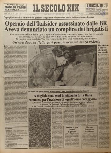 Anniversario della morte di Guido Rossa: la Uil Liguria presente agli appuntamenti a Genova