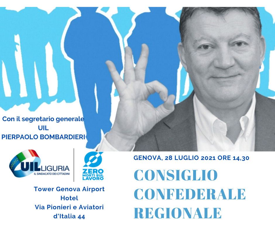 Genova, CCR Liguria il 28 luglio con il segretario generale PierPaolo Bombardieri.