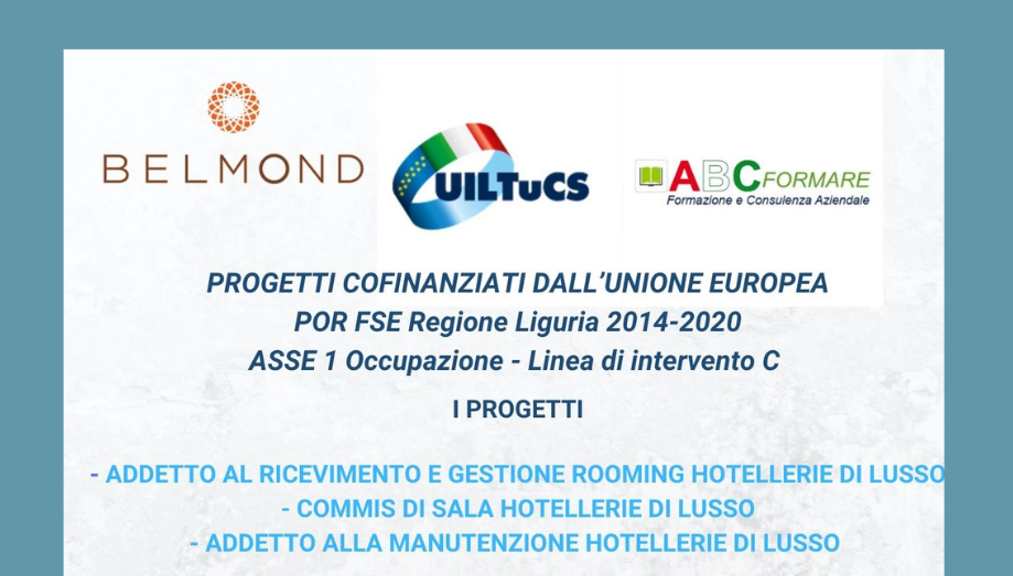 Corsi Hotellerie di lusso, Uiltucs informa: addetto al ricevimento, commiss di sala, addetto alla manutenzione.