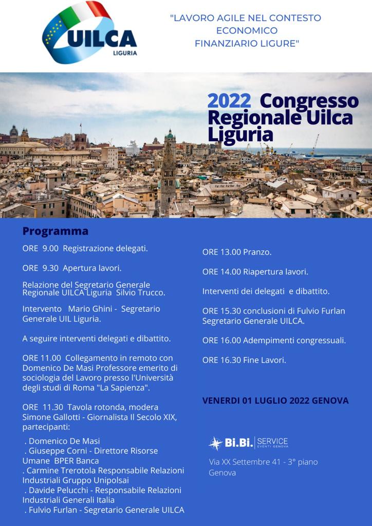 Il 1 luglio il congresso regionale della Uilca Liguria