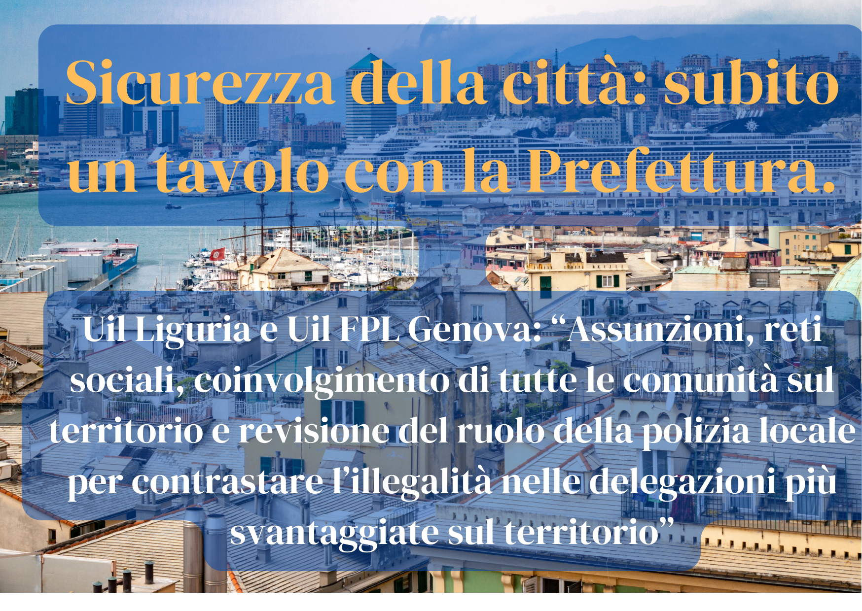 Sicurezza della città: subito un tavolo con la Prefettura.