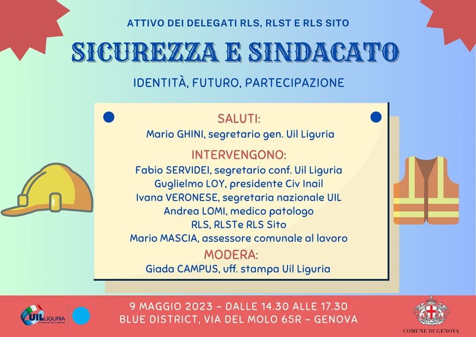 “Sicurezza e sindacato: identità, futuro, partecipazione”. Con la segretaria nazionale Uil Ivana Veronese e il presidente nazionale Civ Inail Guglielmo Loy.