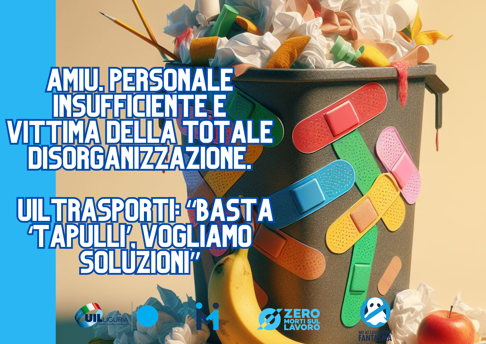 AMIU. Personale insufficiente e vittima della totale disorganizzazione. FP Cgil, Uiltrasporti e Fiadel: “Basta ‘tapulli’, vogliamo soluzioni”